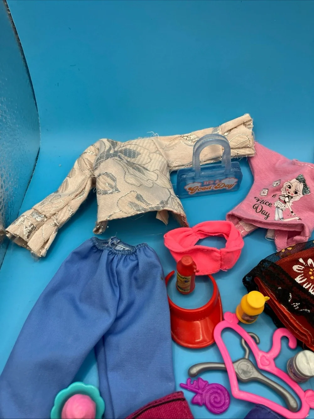 Barbie Clothing & Accessories Lot in Pink, Blue, Purple, Red, White